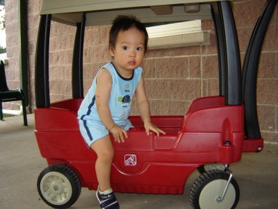 聚聚自己爬出 wagon