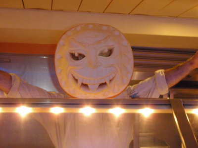 Funny Chef Poses Behind Carved Pumkin to Bring it to Life!