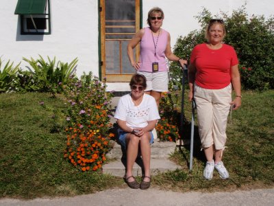 Three Stooges -- Candy, Helen and, of course, me!  Outside Old Bermuda Church