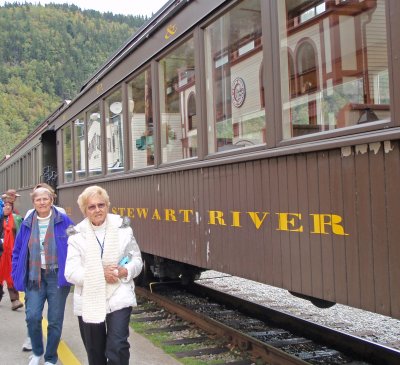 Margaret and Melva Board the White Pass & Yukon Railroad