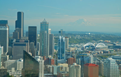Seattle with Mt. Rainier in Background