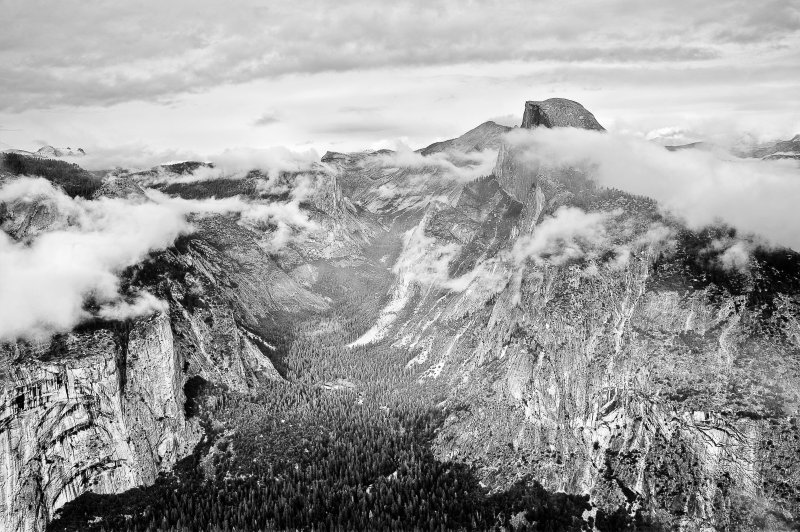 Half Dome Emerging BW