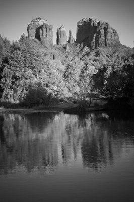 Catherdral Rock Reflection Black and White