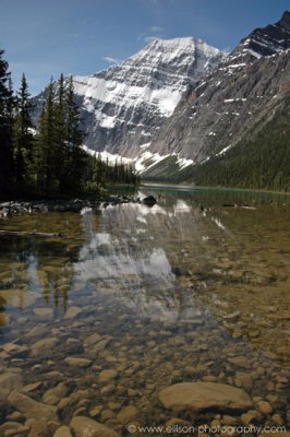 Reflection of Edith Cavell Mountain in Cavell Lake