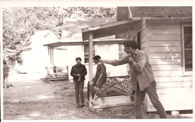 Outside bunks, Paul Silverstein, Mike Katz & Yudi Ronch 1966.jpg