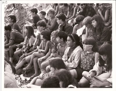 Campers & staff watching Olympic cultural program 1967 6.jpg