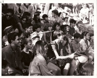 Campers & staff watching Olympic cultural program 1967 7.jpg