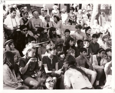 Campers & staff watching Olympic cultural program 1967 8.jpg