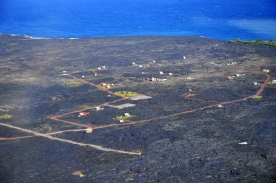 Village destroyed by lava flow