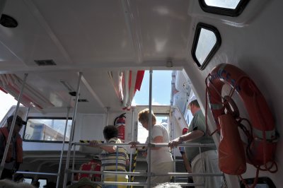 Boarding the tender