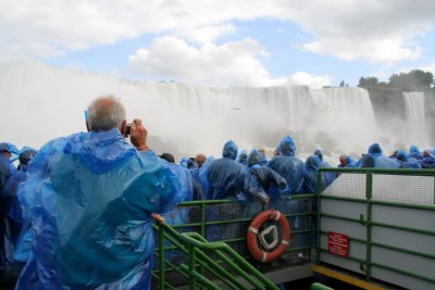 Tourists on The Maid of the Mist, Niagara Falls (American Falls), Take 1