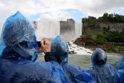 Tourists on The Maid of the Mist, Niagara Falls (American Falls), Take 3 (Canada)