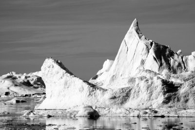 Icebergs floating across Disco Bay, Greenland