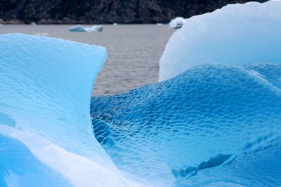 Icebergs floating across Disco Bay