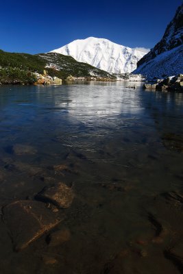 Partly frozen lake