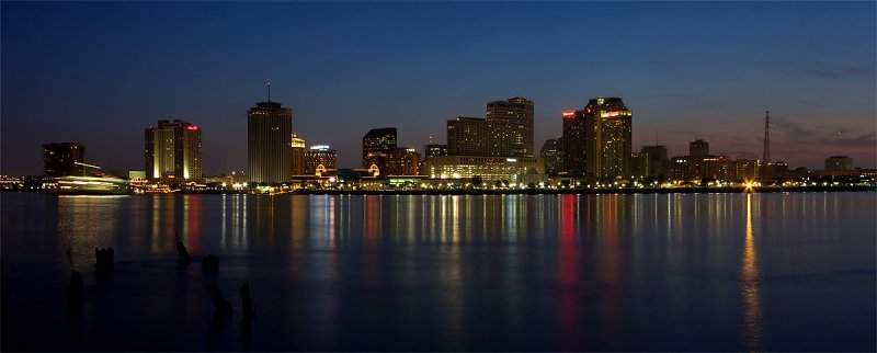 New Orleans skyline at night PANO