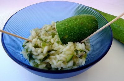 Risotto with zucchini and bacon