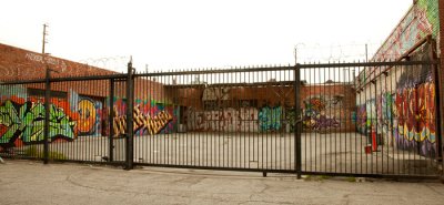 Murals Behind Iron Fence