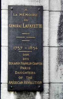 Plaque  la mmoire du gnral La Fayette