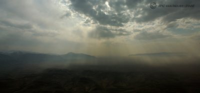Sunrays over the hills near Mazar-e-Sharif