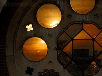 Reflections in the church windows