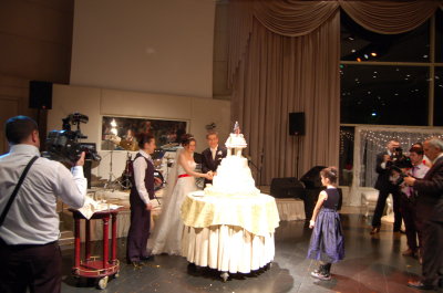 cutting of wedding cake