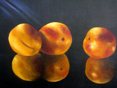 REFLECTION OF PEACHES. 11 X 14 OIL ON CANVAS