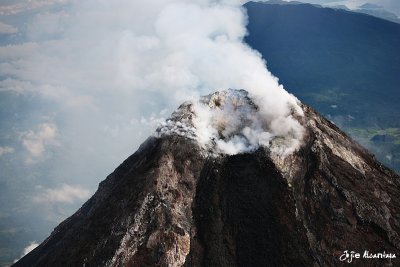 Mount Mayon's fiery crater