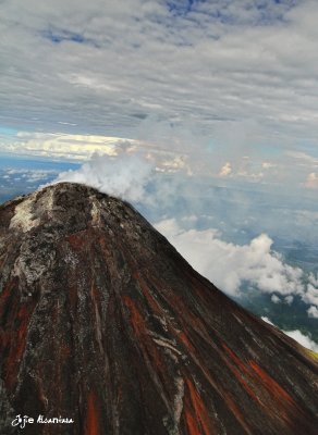 Lava traces on Mount Mayon's tip