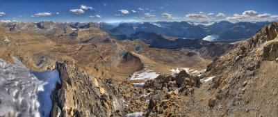 Dolomite Peak, Bow and Helen Lakes from Cirque Peak (2993m)