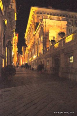 Via Garibaldi during the night showing the Palazzi.