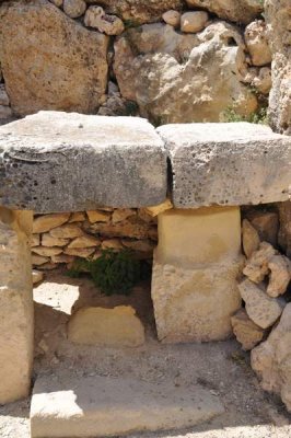 Tarxien Temples - portal  with lintel and upright slabs