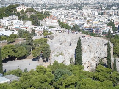 Areopagus (Mars Hill) from Acropolis Daytime.jpg