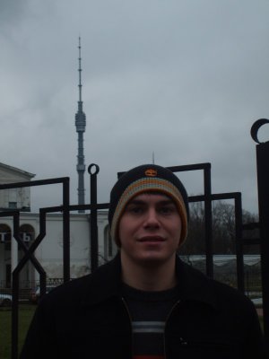 Zhenya with Ostankino Tower.jpg