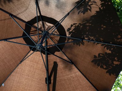 Under a sun umbrella