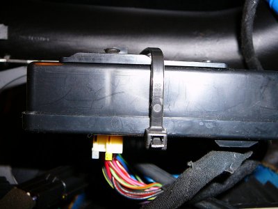 Security Module Plug (straight up vertical view from floor board): TO DISARM; Remove Plug with car RUNNING!