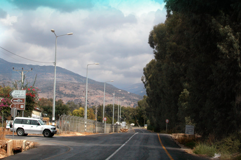 In the Golan Heights near a military checkpoint to enter Syria