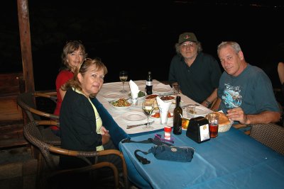 Orna, Moshe, Judy & Richard: Dinner outdoors - Abu Christo Restaurant in the  old city of Akko next to the Mediterranean Sea.