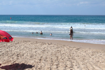 Judy  next to the Mediterranean Sea on Camel Beach in Haifa.