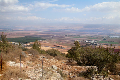 Hula Valley - photo from the Naftali Mountains. Golan Heights  - in the background on the other side of the Valley to the east