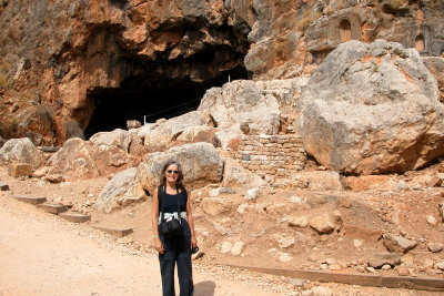 Banias Cave: Judy near the cave that may have been part of the Temple of Augustus built by King Herod around 20 b.c.e.