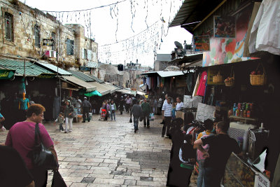 Jerusalem: Outdoor Arab market in Muslim Quarter of the Old City after we descended from the Old City Wall at the Damascus Gate.