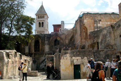 Jerusalem: The Old City  Courtyard leading to the Church of the Holy Sepulcher.