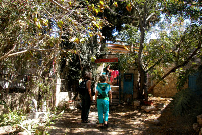 Judy and Orna in Ein Hod which is a communal settlement of artists and craftspeople.