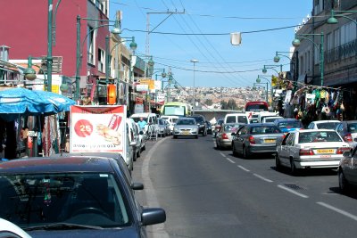 The busy main street of Daliat-El-Carmel on Mt. Carmel - a Druze (Arab) village. We shopped at the busy market here.