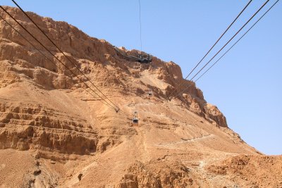 Masada: Cable car, upper cable car station & walking path (Snake Path) to the top. We took the cable car.