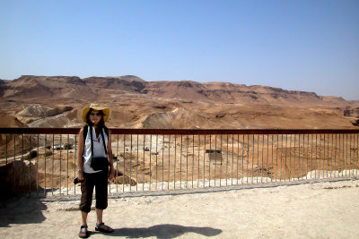Judy on top of Masada - the Judean Desert is in the background.