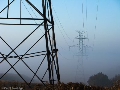 Pilons in the mist