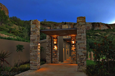 Walkway to cottage at sunset