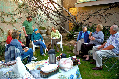 Tea in the courtyard for friends